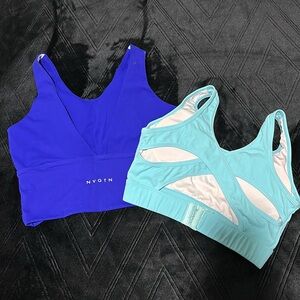 Blue and Light Green Sports Bras